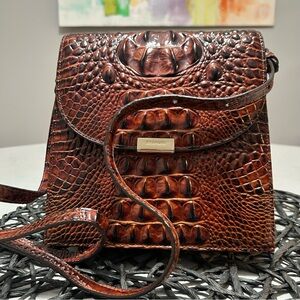 Brahmin Kimmie Pecan Melbourne Embossed Leather Crossbody NWOT